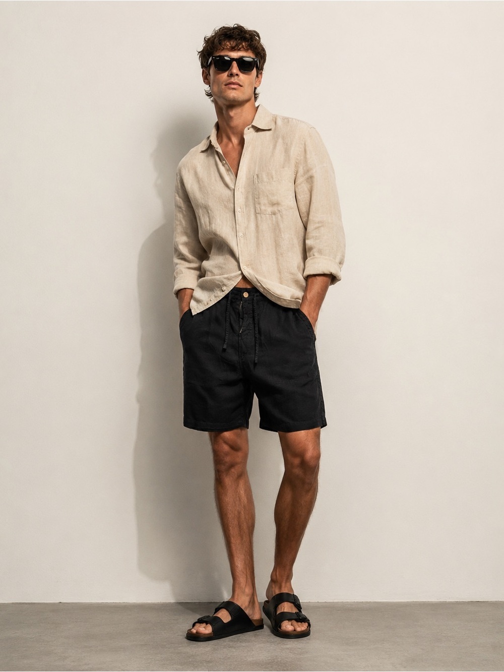 Tristan & America Men’s Black Drawstring Shorts Size 36 Casual Summer Shorts